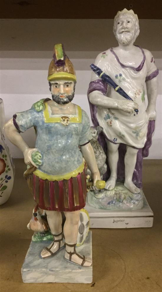 Pearlware figure of Mars and a similar figure of Jupiter